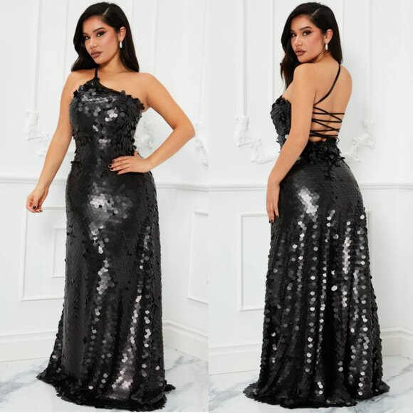 Fashion Nova Dresses & Skirts - NWT Nova Luxe Vivi Sequin Drop Dead Gorgeous Gown Black Show Stopper! 1X